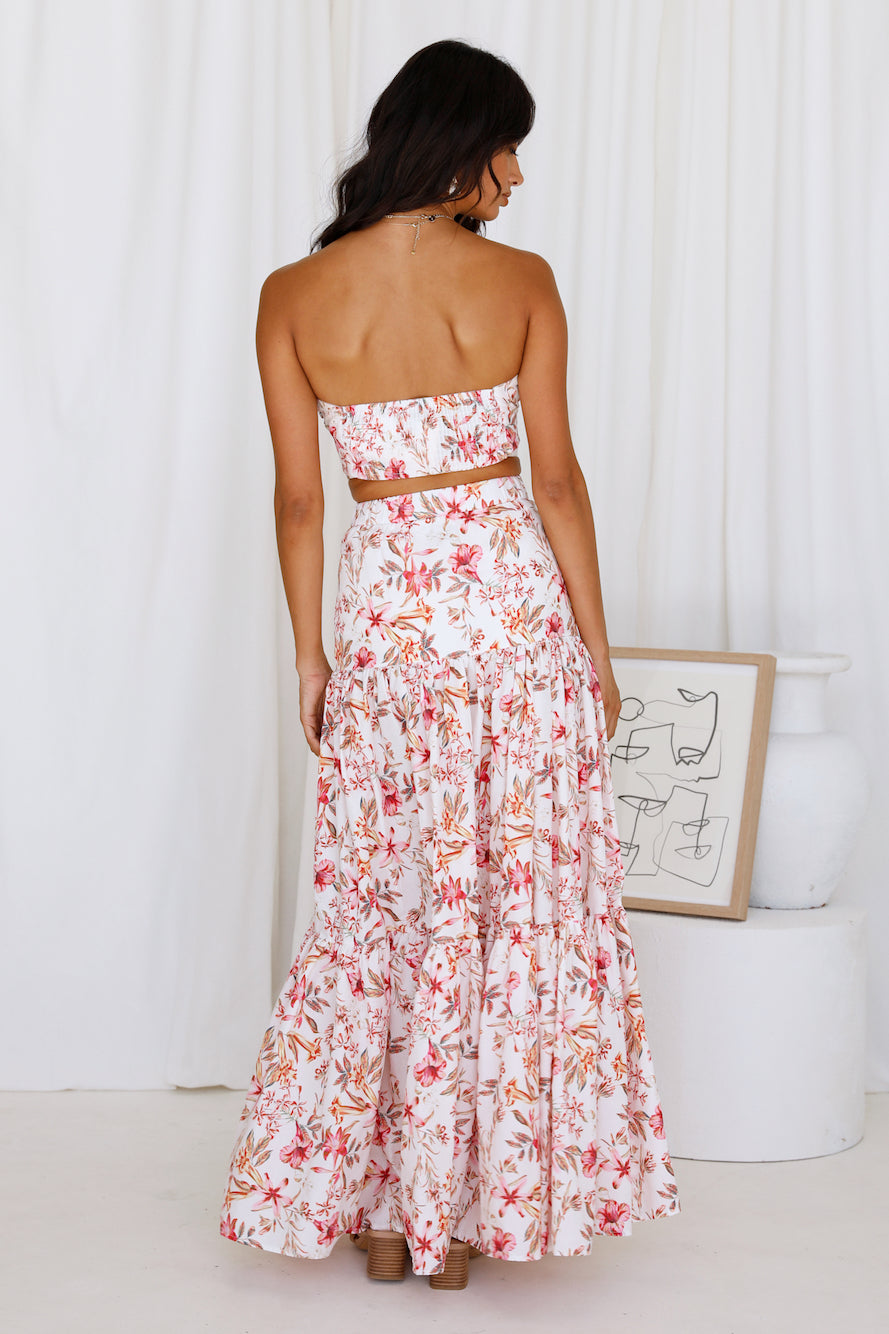 RUNAWAY THE LABEL Hydra Maxi Skirt White Floral | Fortunate One