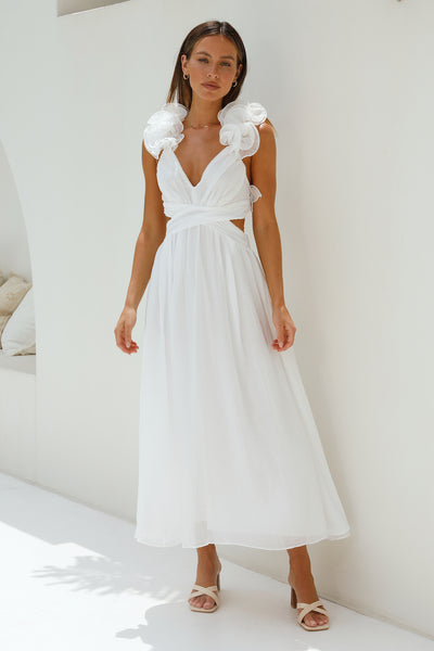 Whimsical Romance Midi Dress White