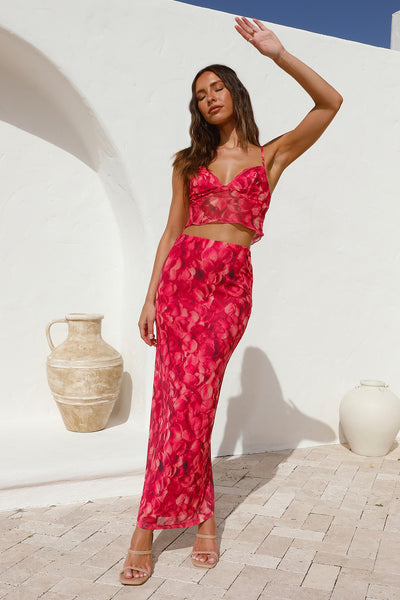 Waiting On You Maxi Skirt Red