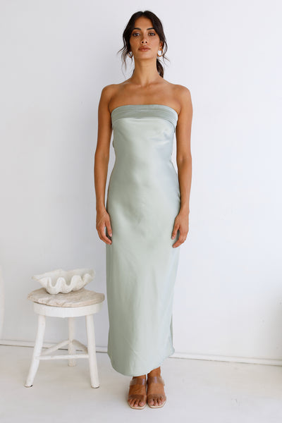 Gleam In Gold Maxi Dress Light Green