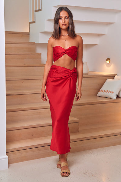 Star In The Night Maxi Skirt Red