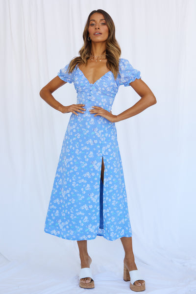 Choral Maxi Dress Blue