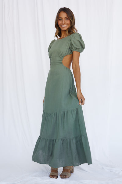 Open Promises Maxi Dress Khaki