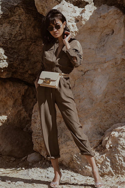 Find Your Fortune Jumpsuit Khaki