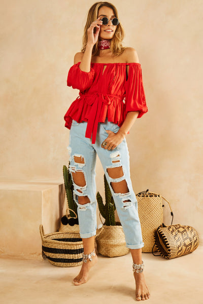 Cairo Crop Top Red