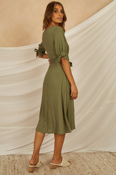 Palmera Midi Dress Khaki