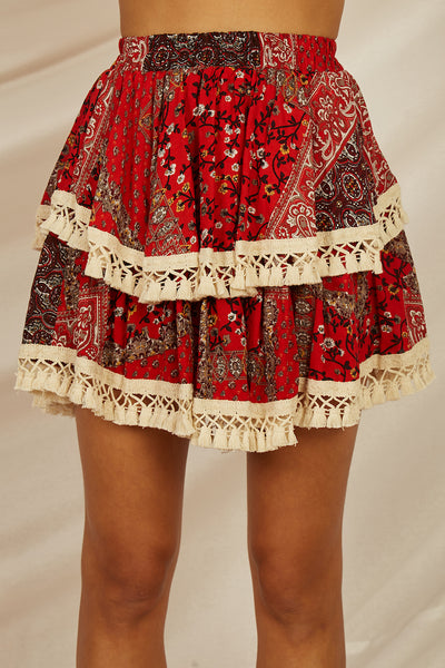 Playa Del Carmen Skirt Red