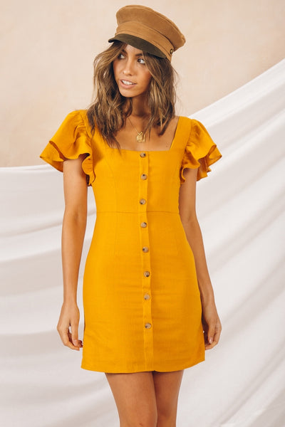 Primrose Tea Dress Mustard