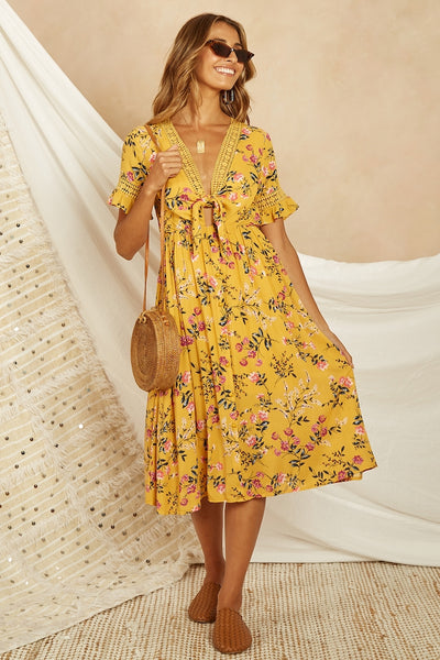 Ashler Hills Midi Dress Mustard