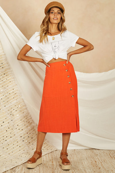 Zanjero Midi Skirt Orange