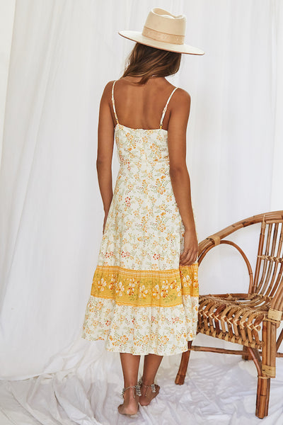 Malibu Sunrise Midi Dress Yellow