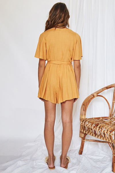 Coastal Treasure Playsuit Mustard