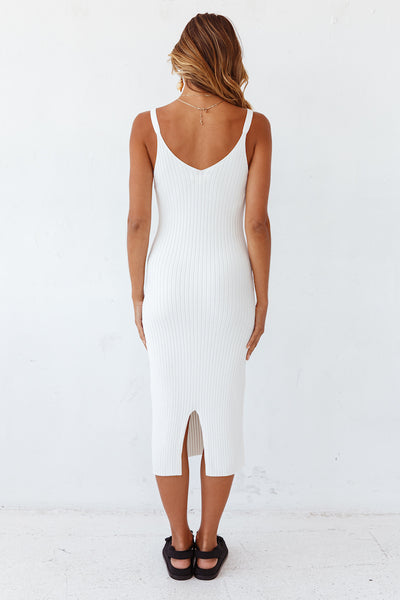 Dove Of Spring Knit Midi Dress White