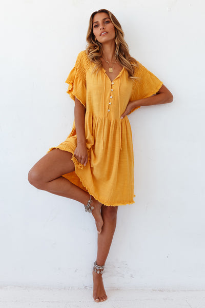 Summer Thrill Dress Mustard