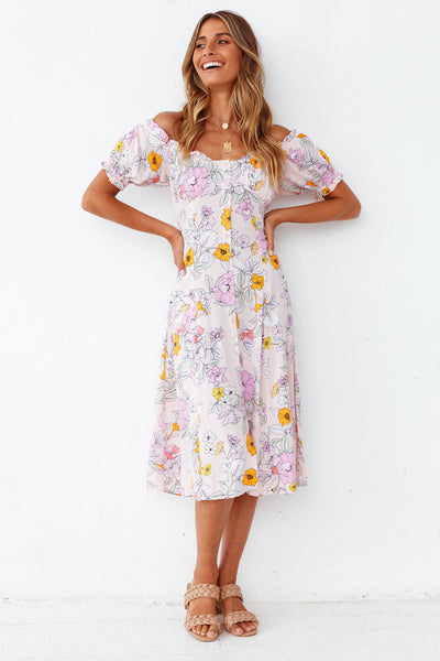 Buttercream Flowers Midi Dress