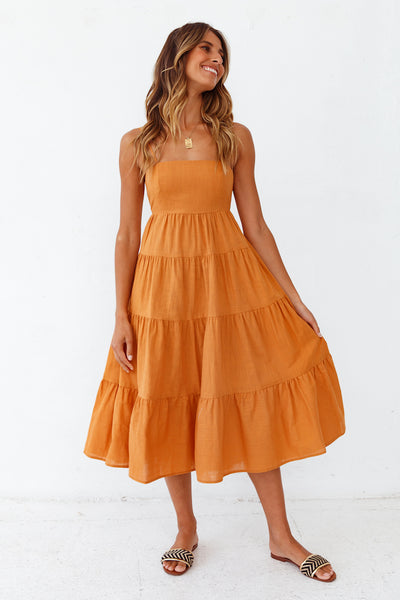 These Nights Midi Dress Ochre