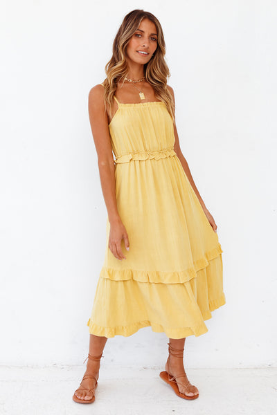 Honeycomb Midi Dress Yellow