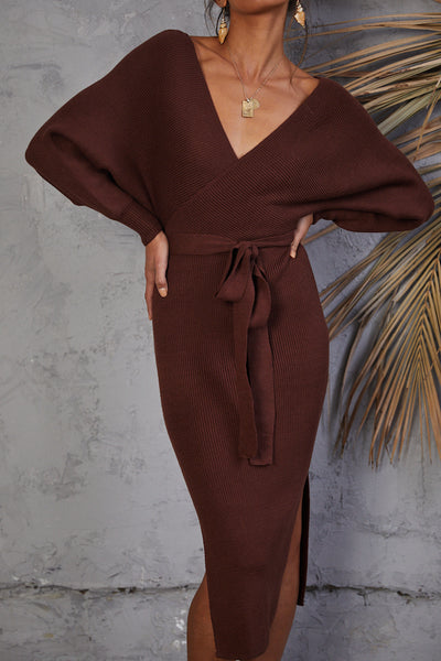 Jupiter Moon Knit Maxi Dress Chocolate