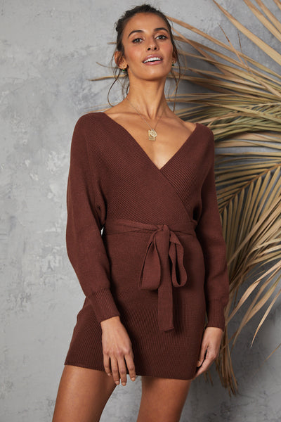 Venus Fortune Knit Dress Chocolate