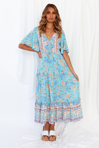 Kiss On The East Coast Midi Dress Aqua