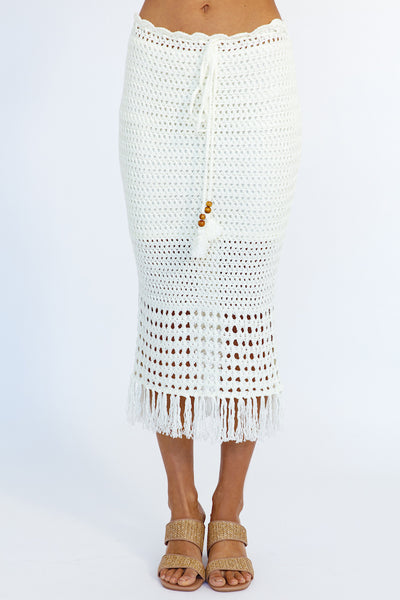 Sunset Is Yours Midi Skirt White