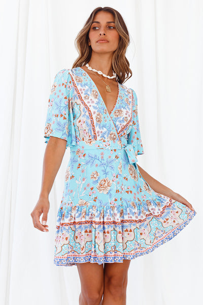 Tied Together Dress Aqua