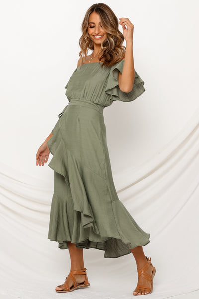 Summer In Turin Maxi Dress Olive