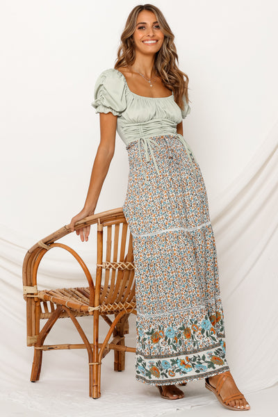 Floral Motif Maxi Skirt