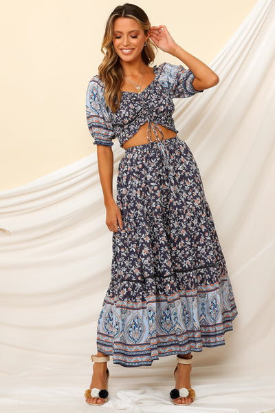 Rodeo Drive Maxi Skirt Blue