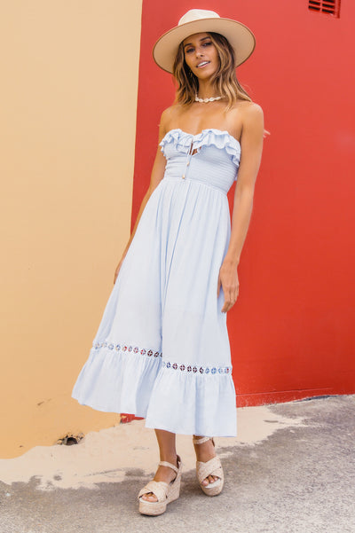 Santa Elena Midi Dress Ice Blue