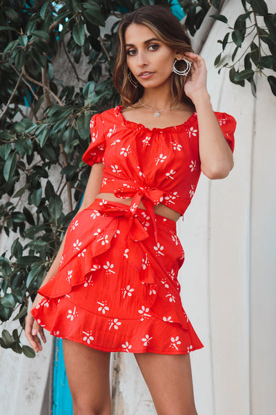 Shibori Skirt Red